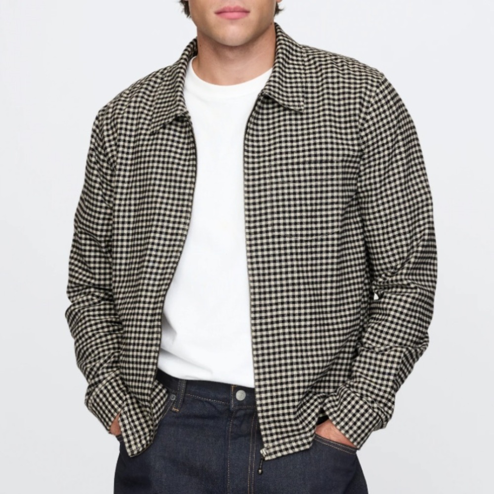 GAP Black & Cream Houndstooth Lightweight Shirt Jacket